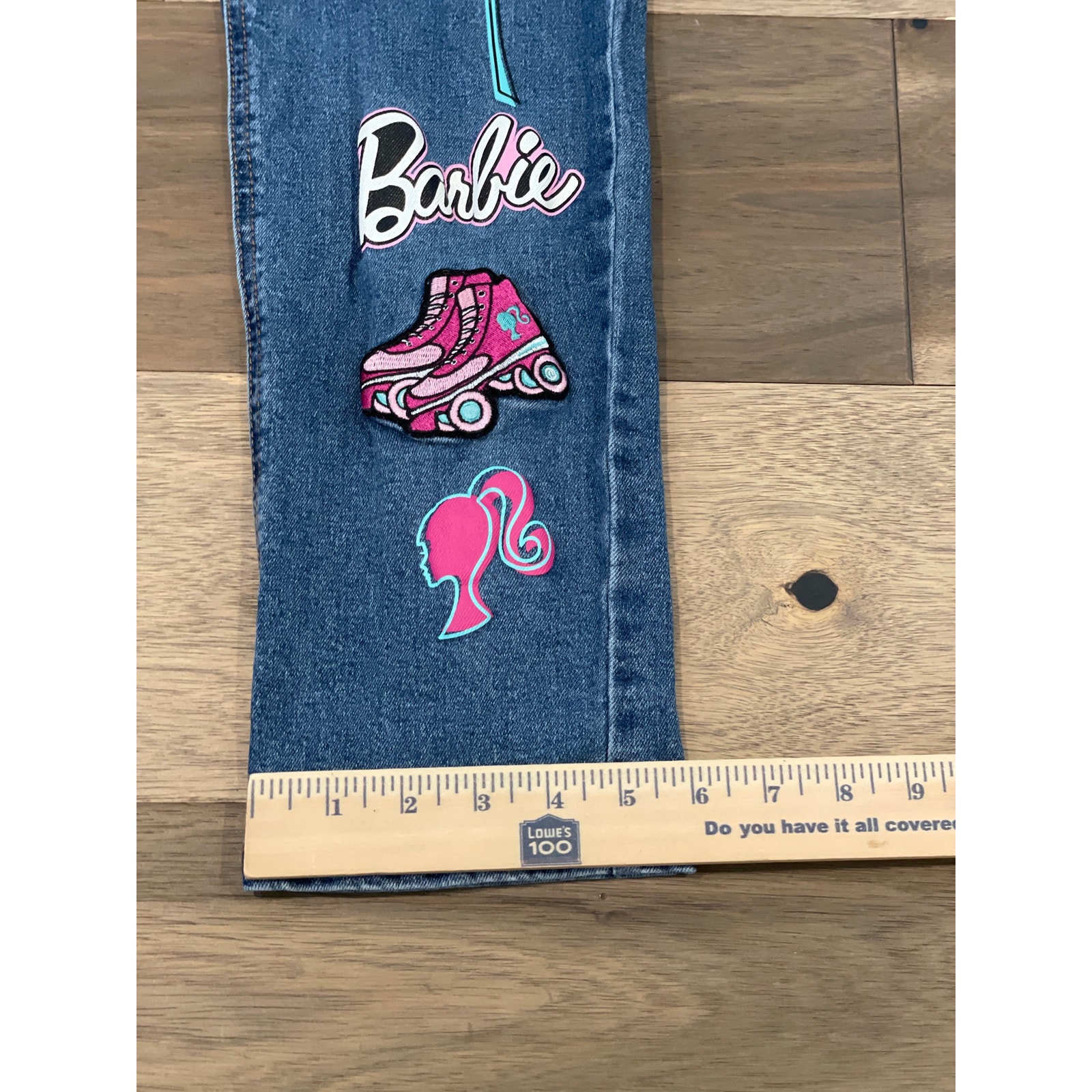 Barbie Cotton Jeans Size 18 Blue Black Barbie Themed Decals — image 7 of 8